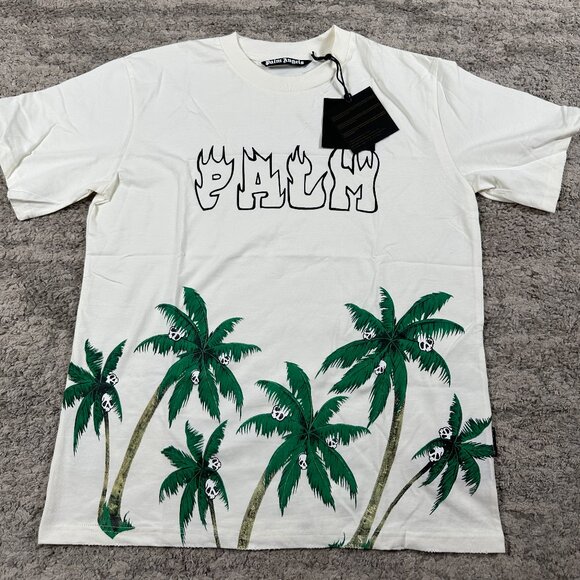 Palm Angels Skull Tree Island White T-Shirt Men’s Large - Picture 1 of 4